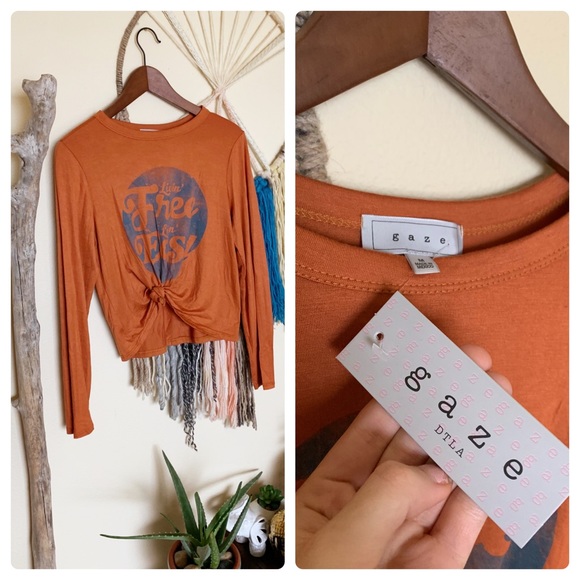 gaze Tops - Gaze-NWT DTLA Burnt Orange Long Sleeve Top